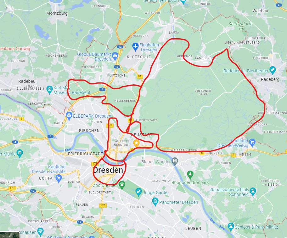 Leinenpflicht in Dresden auf der Karte