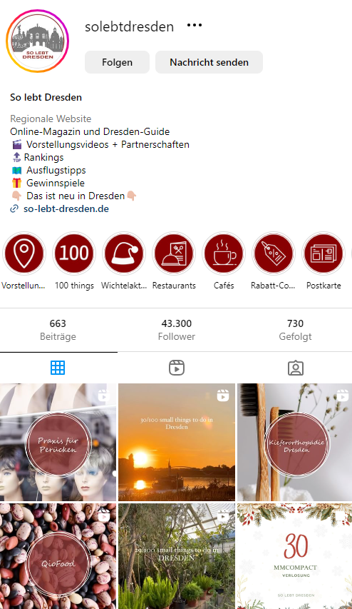 Screenshot Instagramseite So lebt Dresden